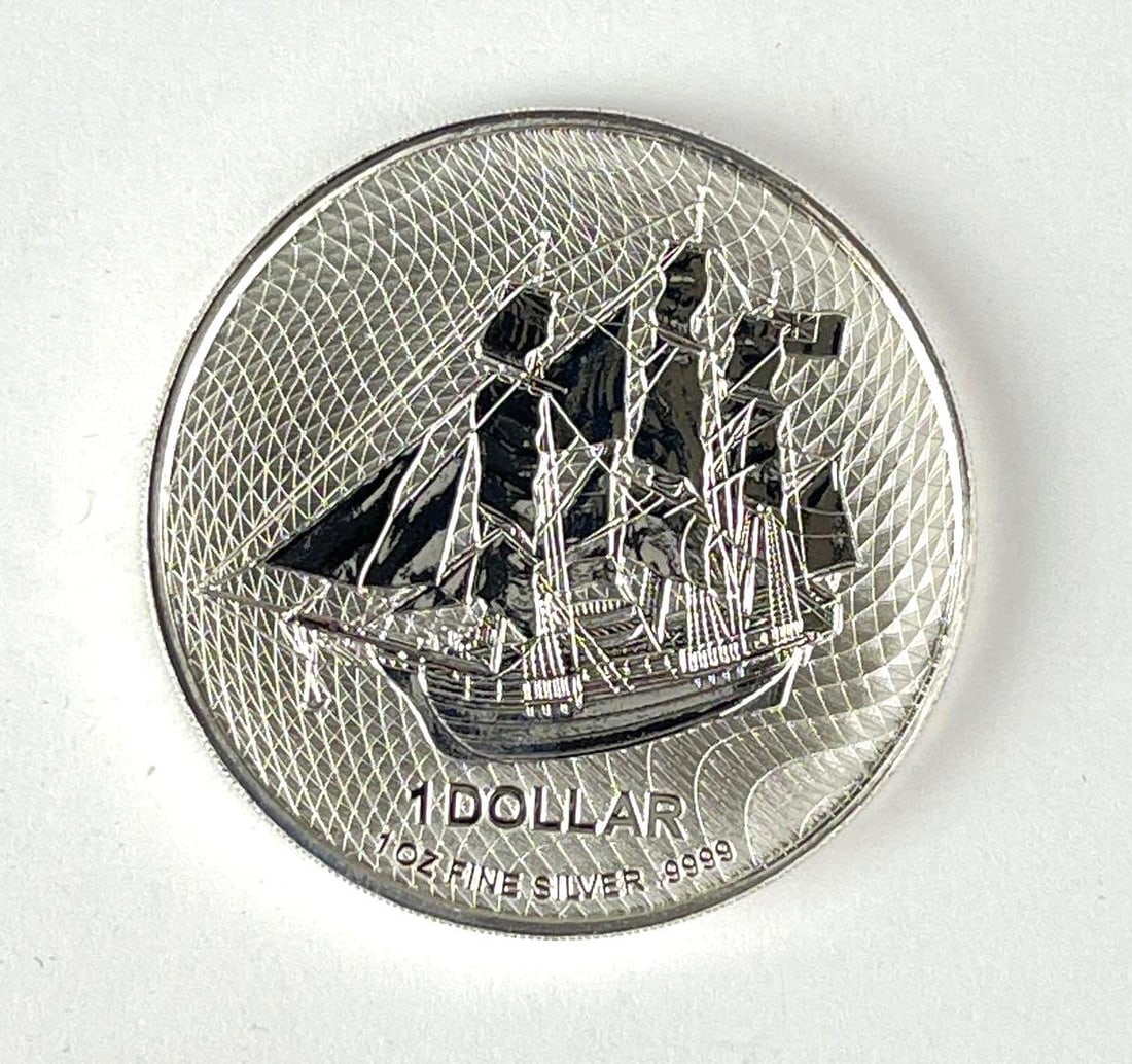 2023 Cook Islands $1 Bounty Ship 1 oz 9999 Fine Silver Coin (1 of 2)