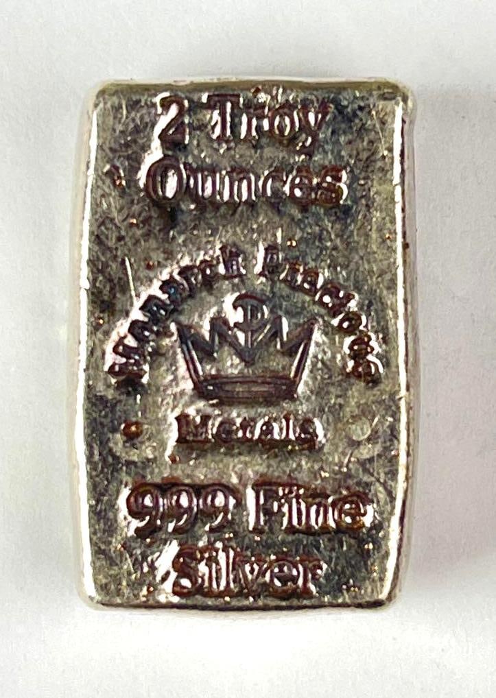 Monarch Precious Metals 2 oz 999 Fine Silver Hand Poured Ingot/ Bar: Monarch Precious Metals 2 oz 999 Fine Silver Hand Poured Ingot/ Bar