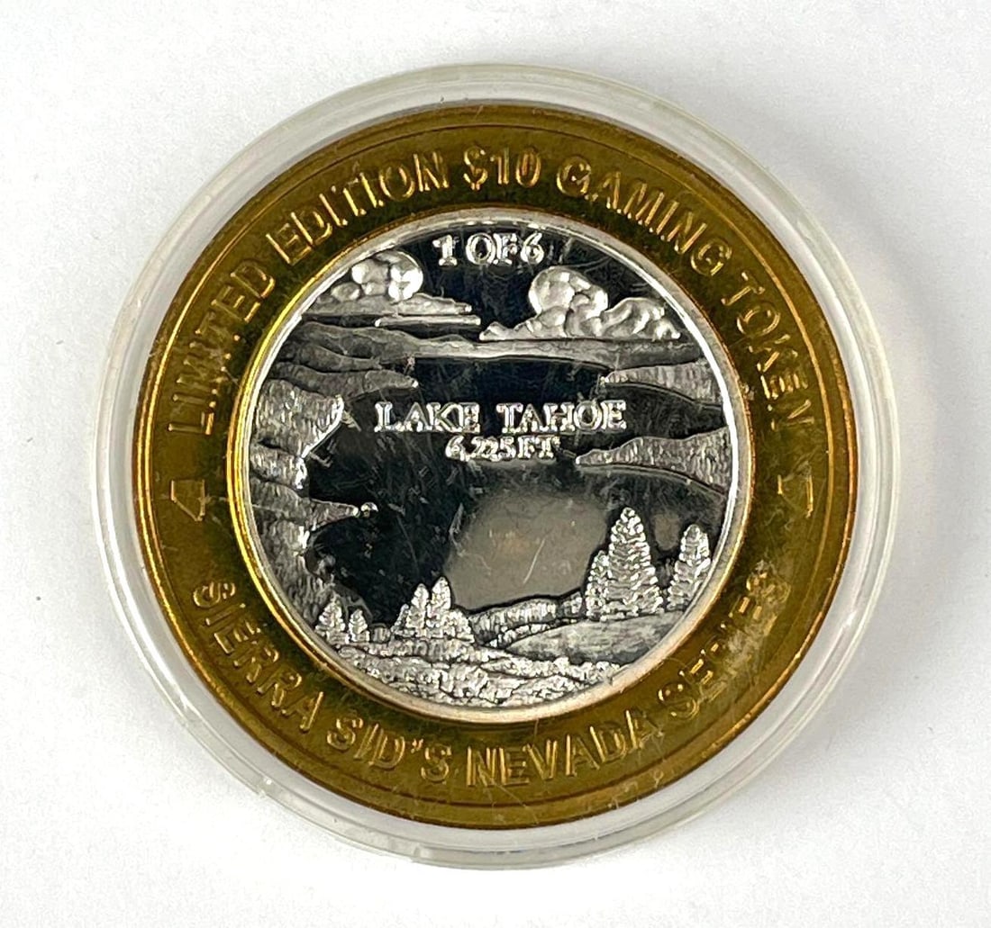 Limited Edition $10 Sparks Nevada Sierra SIDS .60 oz .999 Fine Silver Casino Gaming Token (1 of 2)