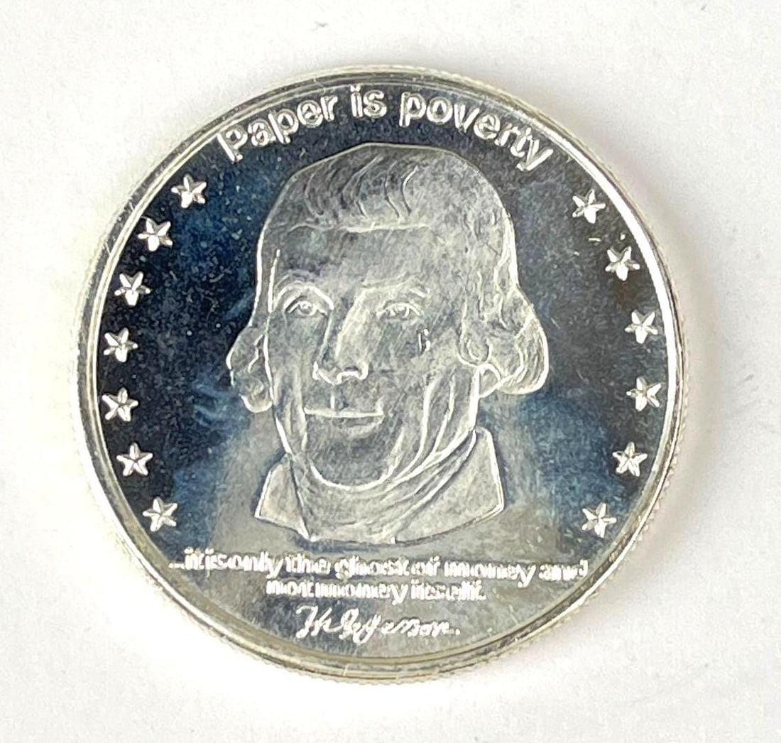 Paper is Poverty 1/2 oz .999 Fine Silver Round: Paper is Poverty 1/2 oz .999 Fine Silver Round