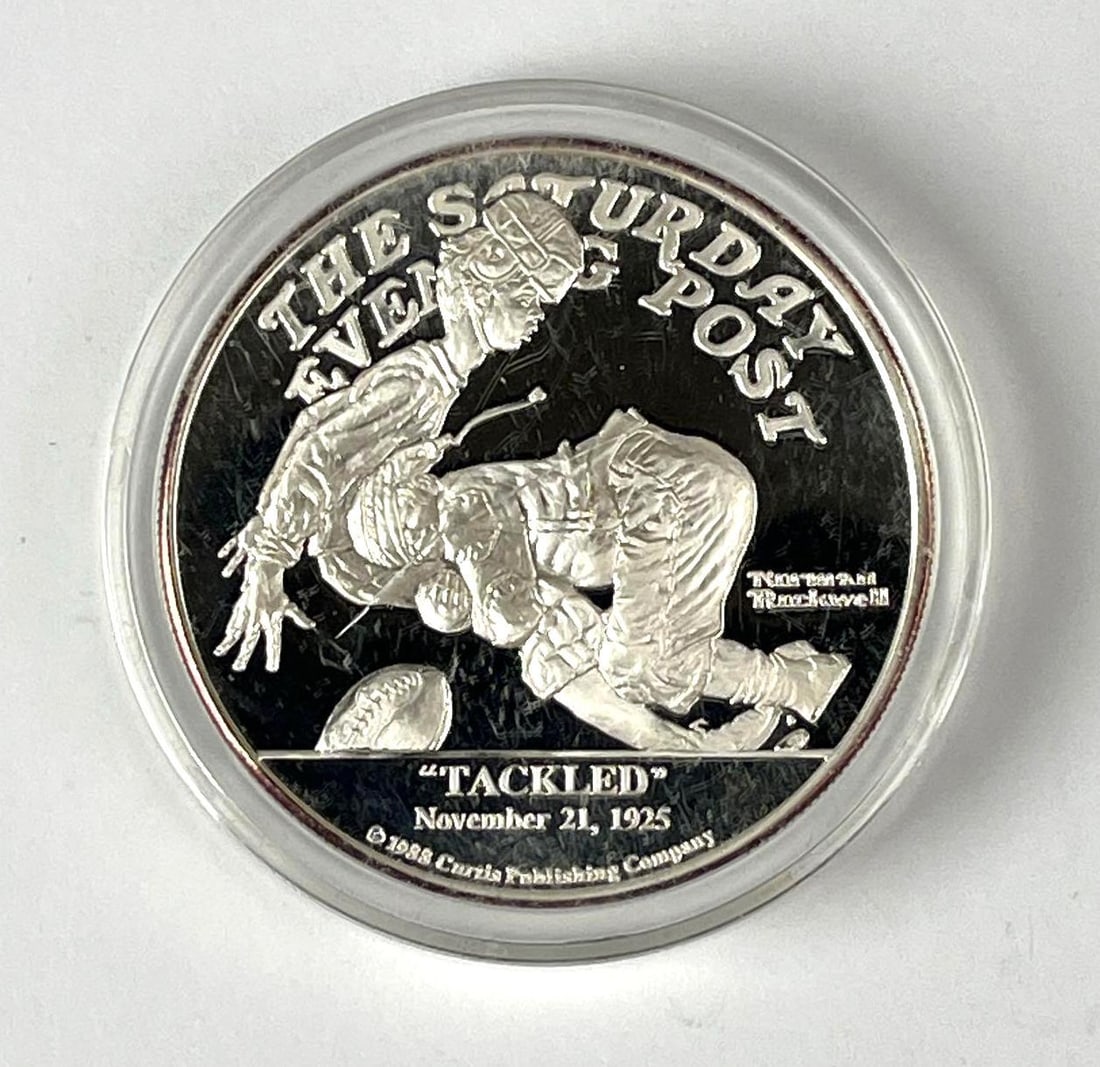 American Numismatic Association The Saturday Evening Post Tackled 2 oz .999 Fine Silver Round (1 of 2)