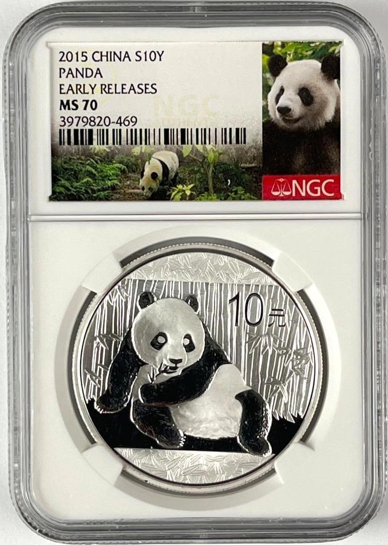 2015 China 10 Yuan Panda 1 oz .999 Fine Silver Coin NGC MS70 (1 of 2)