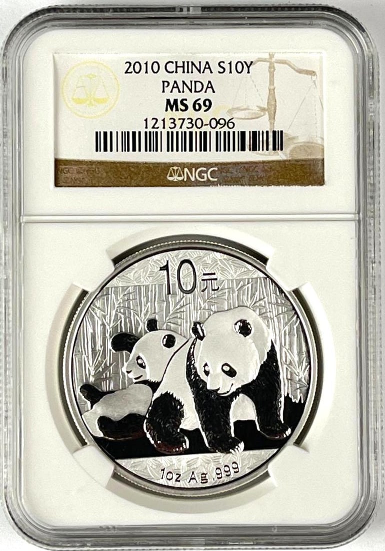 2010 China 10 Yuan Panda 1 oz .999 Fine Silver Coin NGC MS69: 2010 China 10 Yuan Panda 1 oz .999 Fine Silver Coin NGC MS69