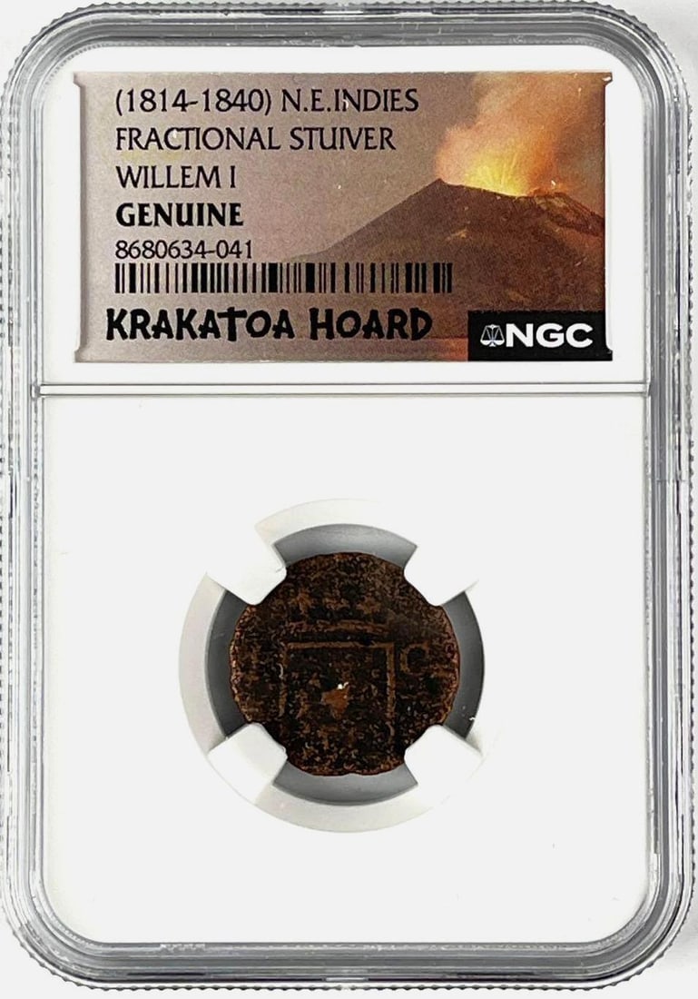 1814-1840 NE Indies Fractional Stuvier?Willem I NGC Genuine: Krakatoa Hoard