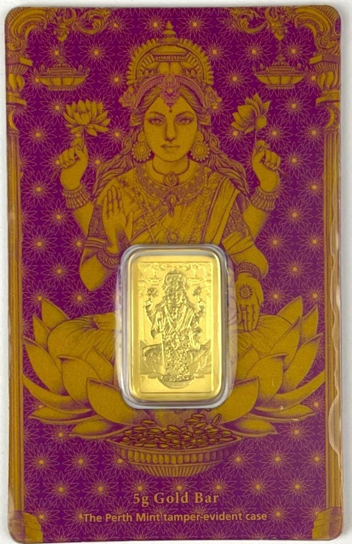 The Perth Mint Lakshmi 5 Grams 99.99 Fine Fold Ingot/ Bar: The Perth Mint Lakshmi 5 Grams 99.99 Fine Fold Ingot/ Bar