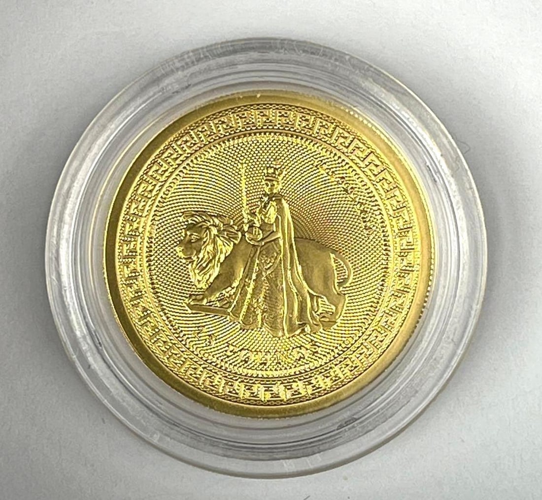 2025 Tristan Da Cunha Queen Elizabeth and Lion Jubilee 1/4 oz .9999 Fine Gold Coin (1 of 2)