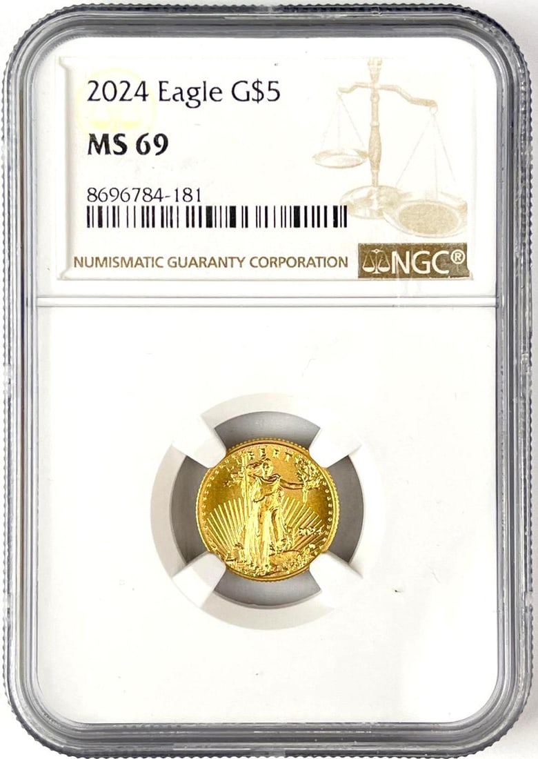 2024 US $5 American Gold Eagle 1/10th oz Fine Gold Coin NGC MS69 (1 of 2)