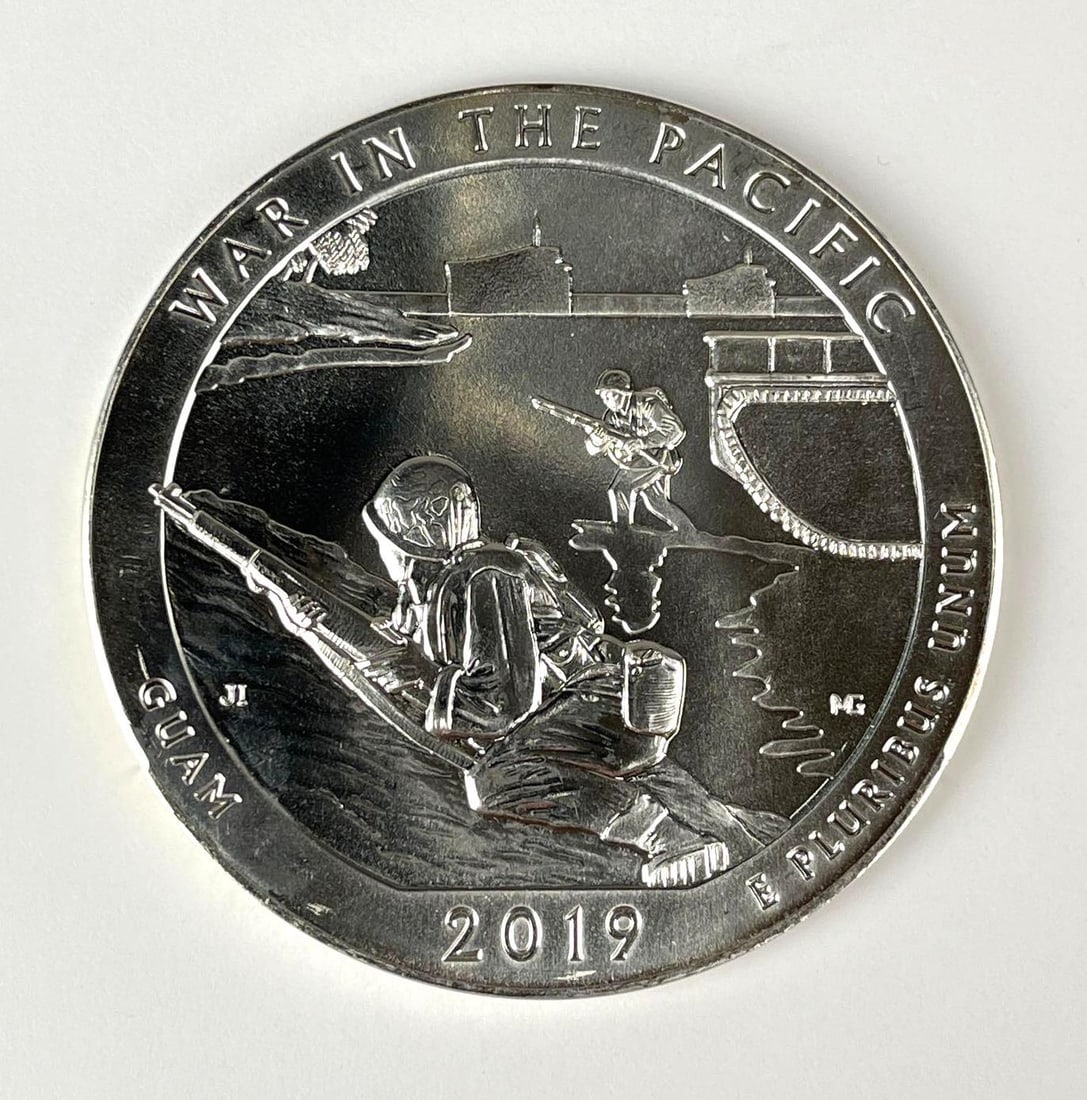 2019 US ATB War in the Pacific Guam 5 oz .999 Fine Silver Round (1 of 2)