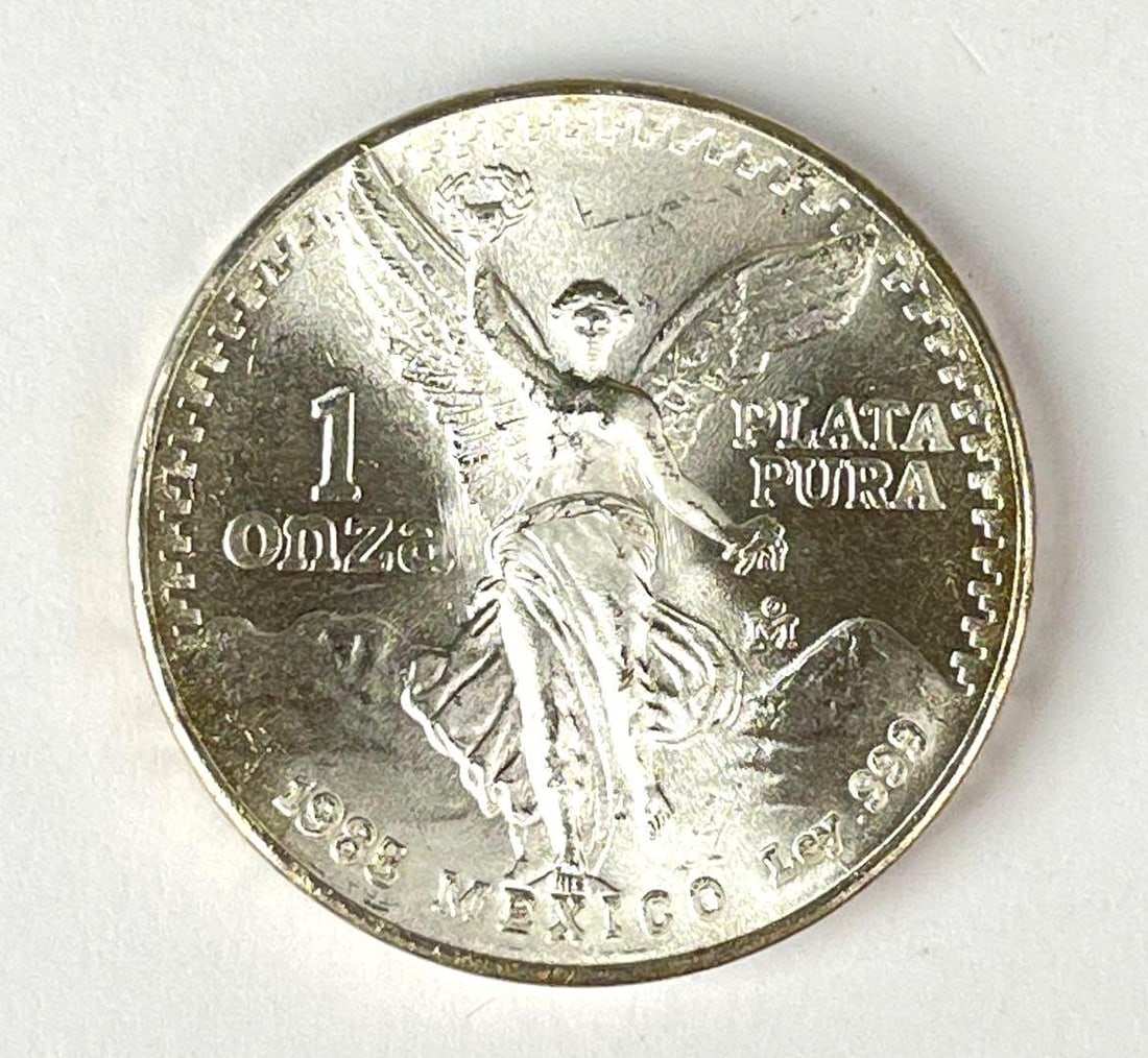 1985 Mexico Libertad 1 Onza 1 oz .999 Fine Silver Coin (1 of 2)