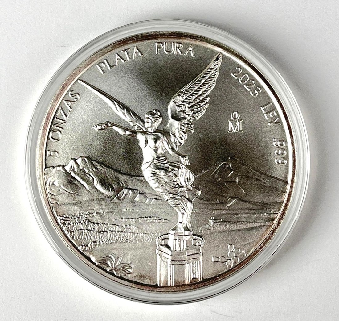 2023 Mexico Libertad 5 Onza 5 oz .999 Fine Silver Round: 2023 Mexico Libertad 5 Onza 5 oz .999 Fine Silver Round