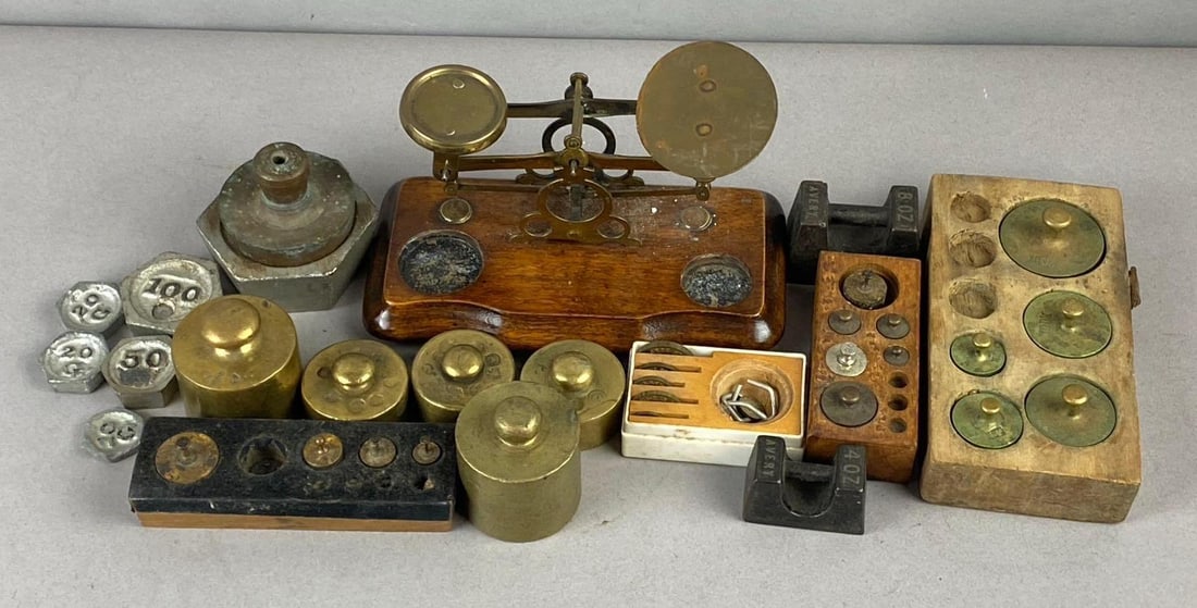 Group of Assorted Brass Scale Weights and More (1 of 4)