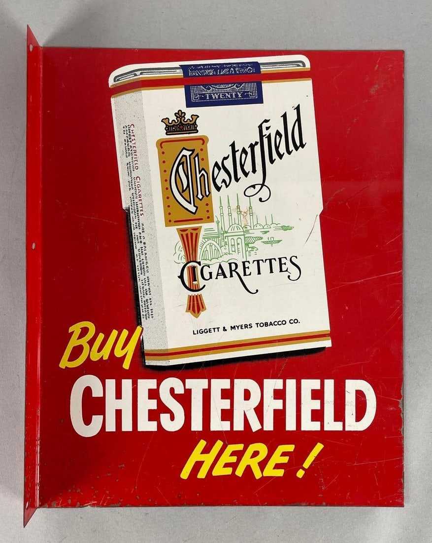 Vintage Chesterfield / L and M Cigarettes Metal Flange Advertising Sign (1 of 2)