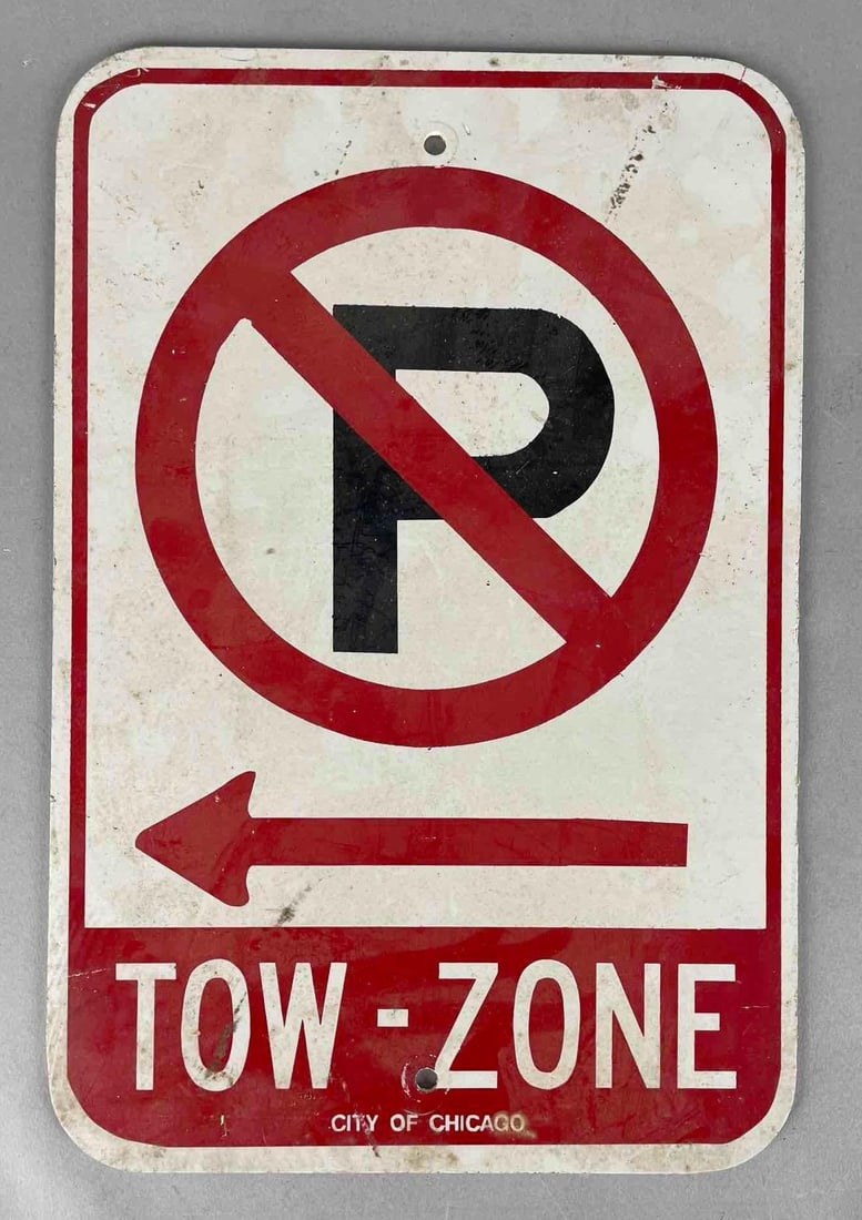 Chicago No Parking Tow Zone Fiberglass Street Sign: Measures 18 inches x 12 inches