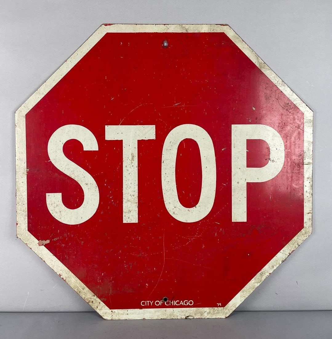 Vintage Chicago Metal Stop Sign (1 of 3)