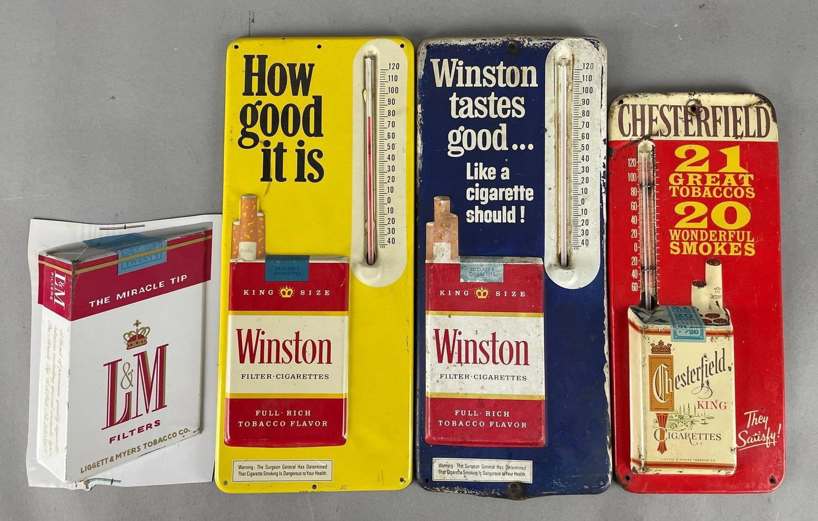 Group of Vintage Metal Cigarette Advertising Thermometers (1 of 2)
