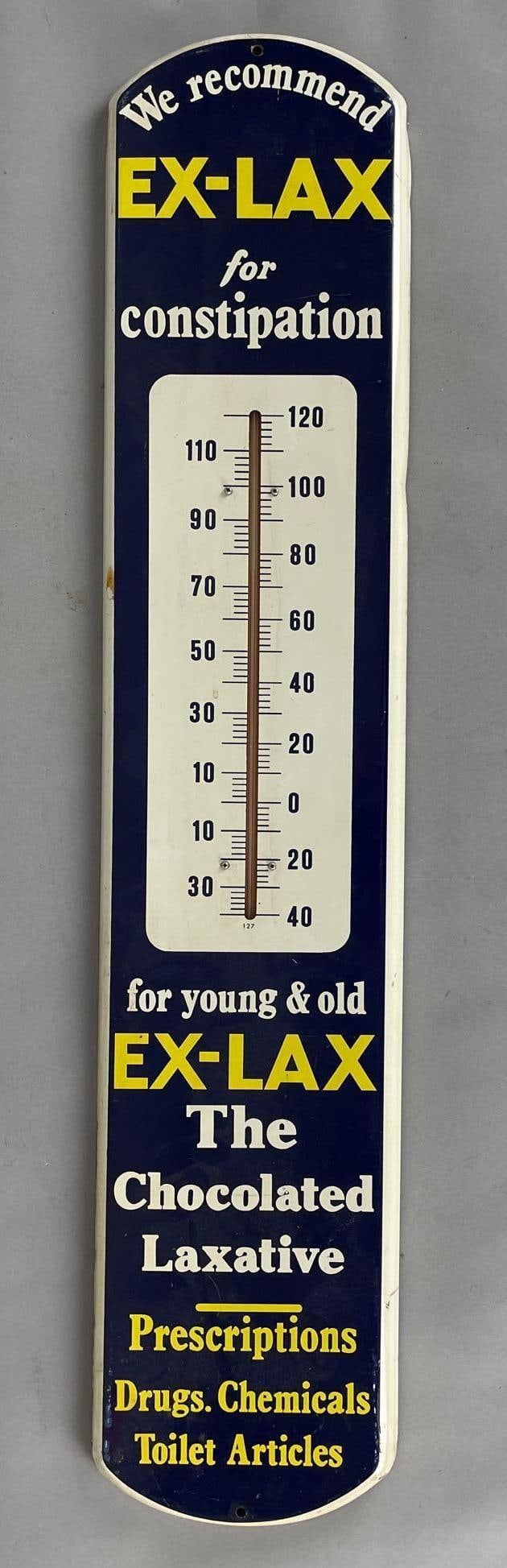 Vintage Ex-Lax Metal Advertising Thermometer (1 of 2)