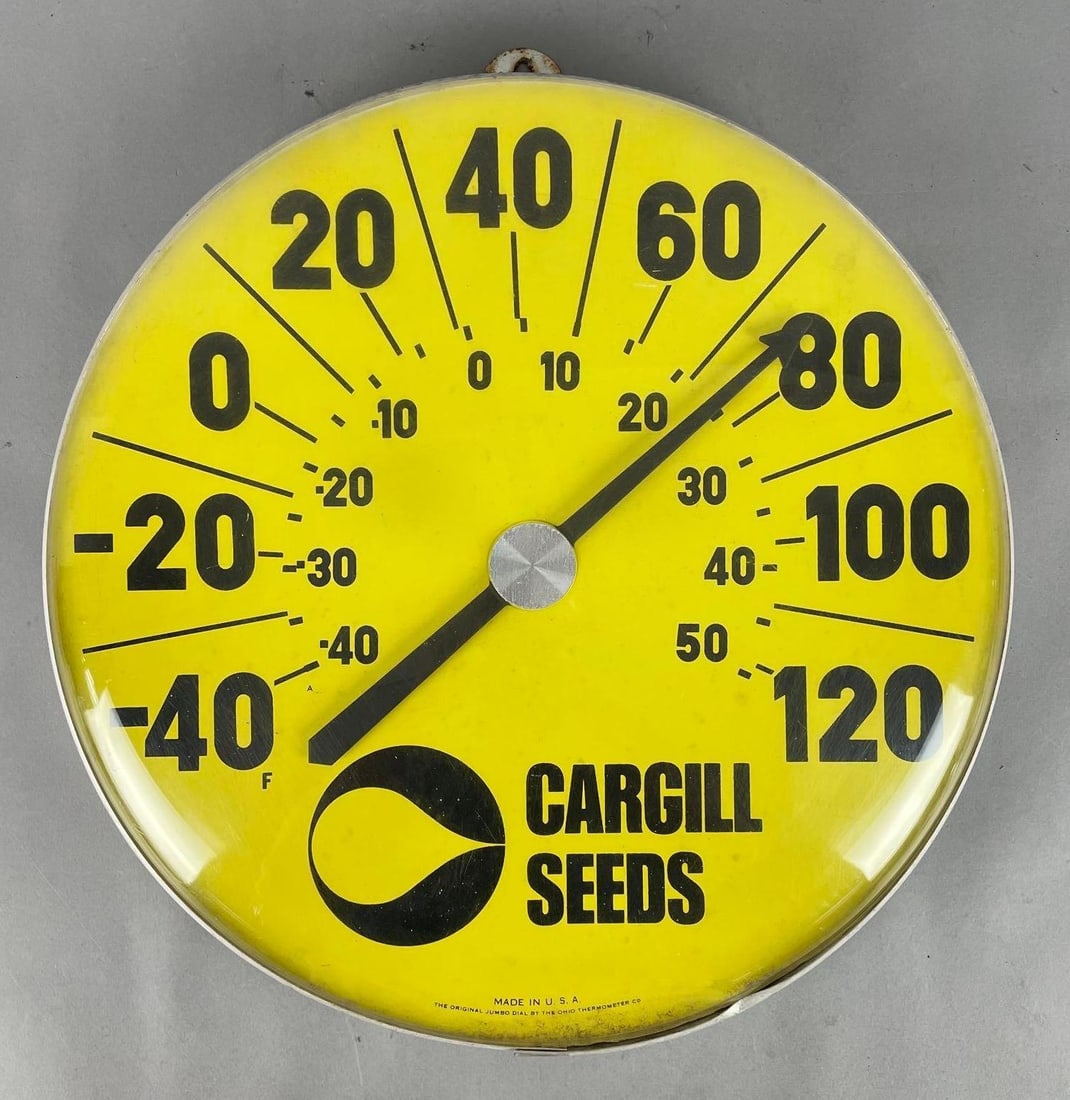 Vintage Cargill Seeds Jumbo Dial Advertising Thermometer (1 of 2)