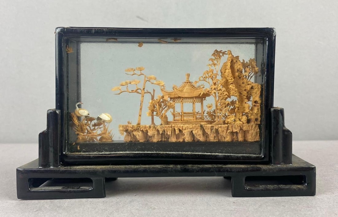 Vintage Chinese Carved Cork Diorama (1 of 3)