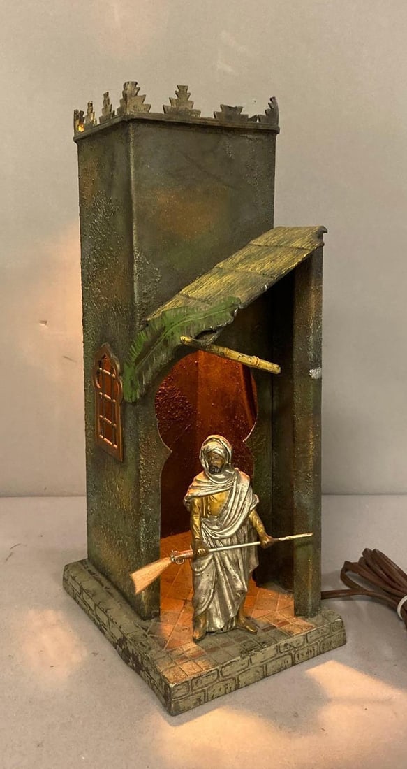 Vintage German Arabian Watch Guard Tower Lamp: Tested and working. Measures H 12 x W x L 6 inches.