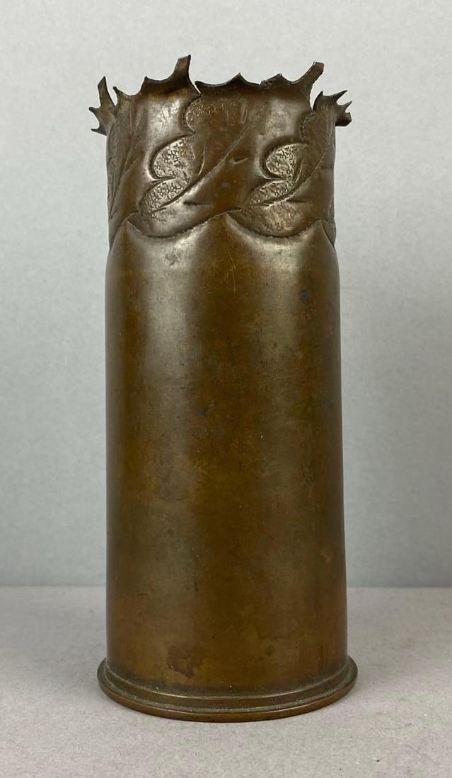 Antique WW1 Trench Art: Shell is dated 1910. Measures 6 1/2 inches.
