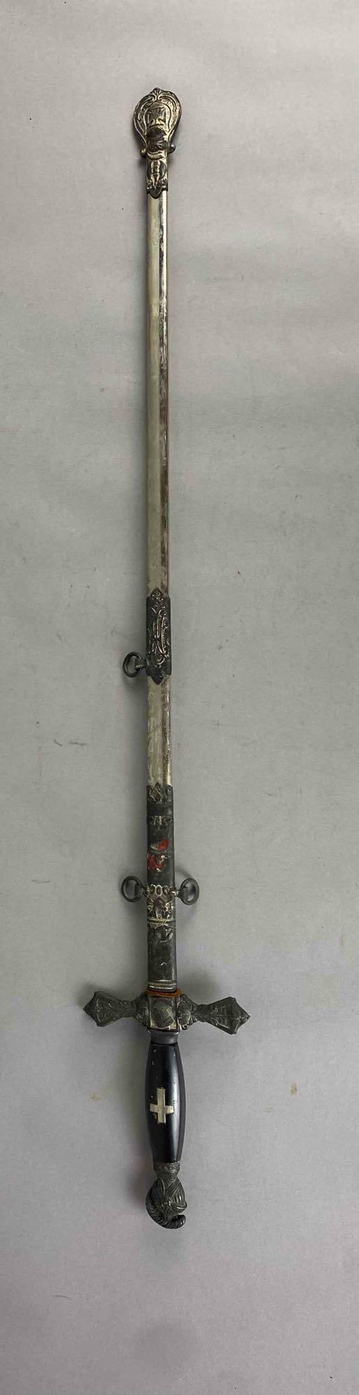 Antique 1910s Pettibone Bros Mfg Co. Masonic Ceremonial Dress Sword: Measures 40 inches in length.
