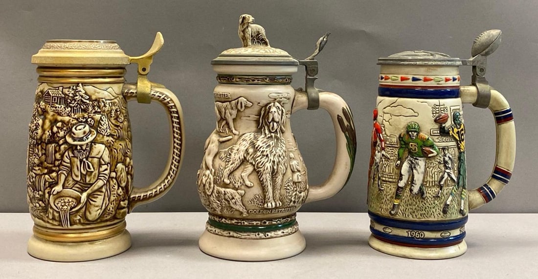 Group of 3 Avon Commemorative Relief Pottery Steins (1 of 4)