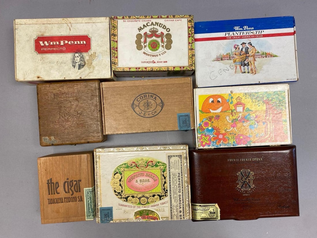 Group of 9 Cigar Advertising Boxes and More (1 of 3)