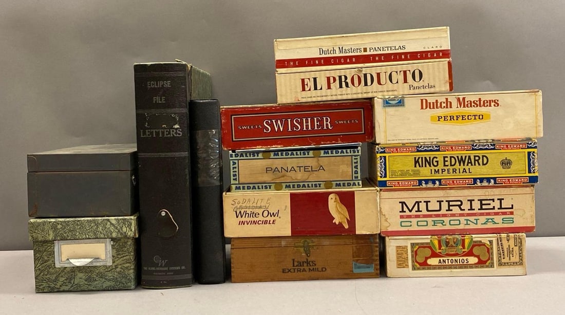 Group of Assorted Wood Cigar Advertising Boxes and More (1 of 3)