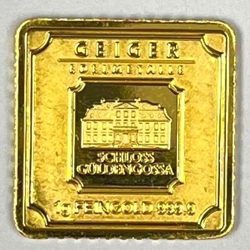 Geiger Edelmetalle Schloss Guldengossa 1 Gram 999.9 Fine Gold Ingot/ Bar: Geiger Edelmetalle Schloss Guldengossa 1 Gram 999.9 Fine Gold Ingot/ Bar