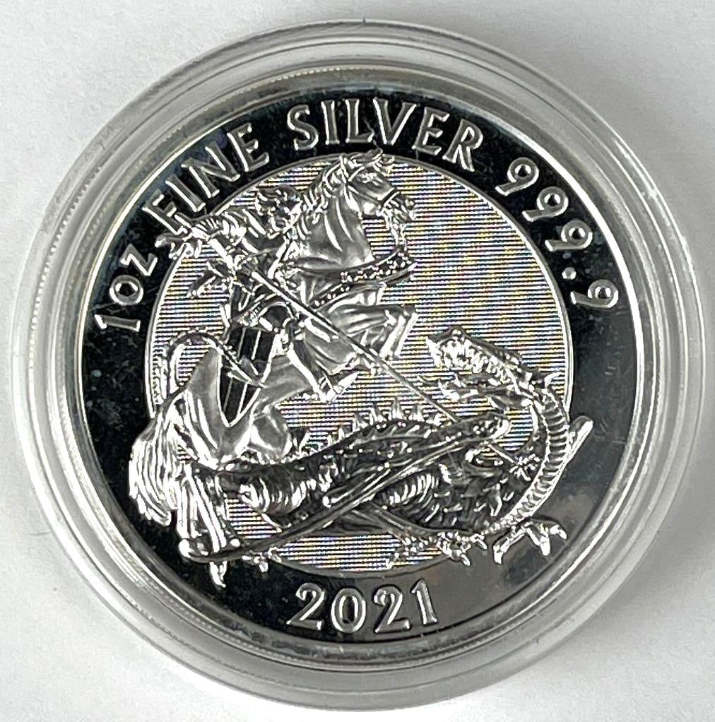 2021 Great Britain Valiant 1 oz 999.9 Fine Silver Coin (1 of 2)