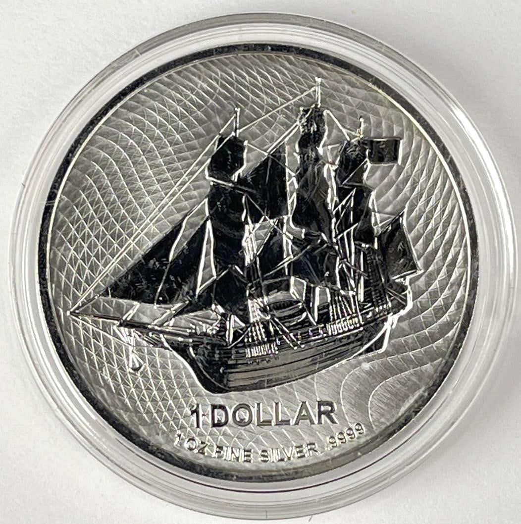 2020 Cook Islands $1 Bounty Ship 1 oz .9999 Fine Silver Coin (1 of 2)