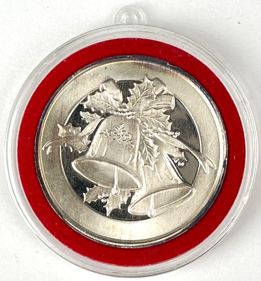 1994 Christmas Bells 1 oz .999 Fine Silver Round (1 of 2)