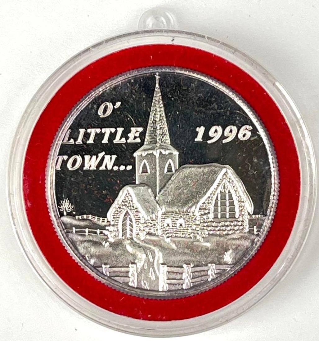 1996 Christmas O Little Town 1 oz .999 Fine Silver Round: 1996 Christmas O Little Town 1 oz .999 Fine Silver Round
