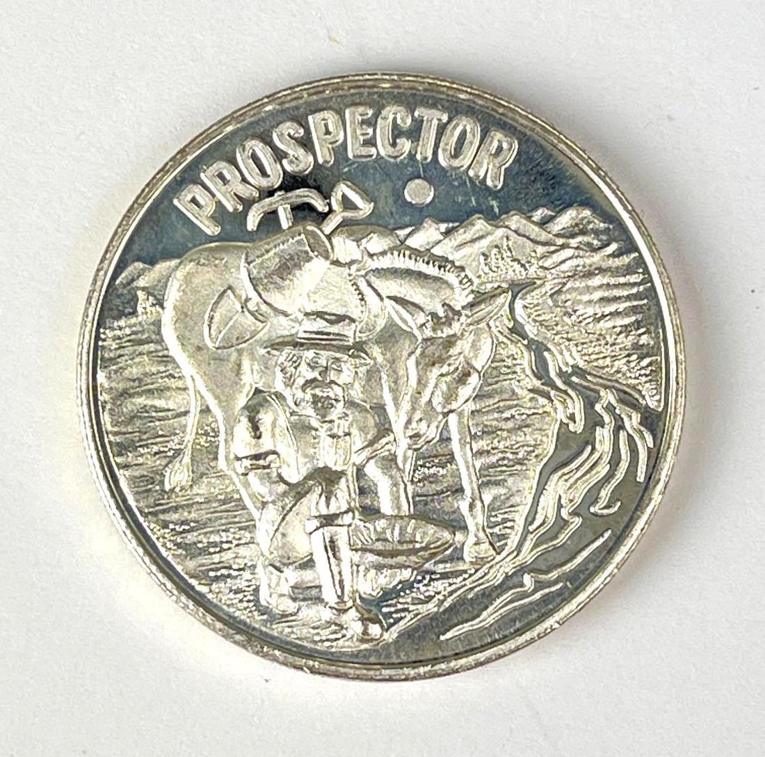 Prospector 1 oz .999 Fine Silver Round: Prospector 1 oz .999 Fine Silver Round