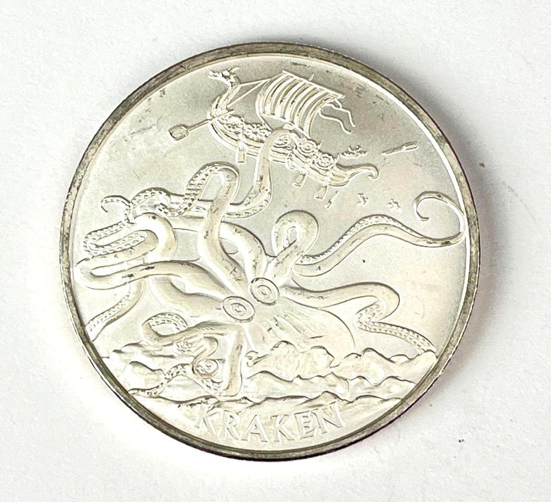 Anonymous Mint Kraken 1 oz .999 Fine Silver Round: Anonymous Mint Kraken 1 oz .999 Fine Silver Round