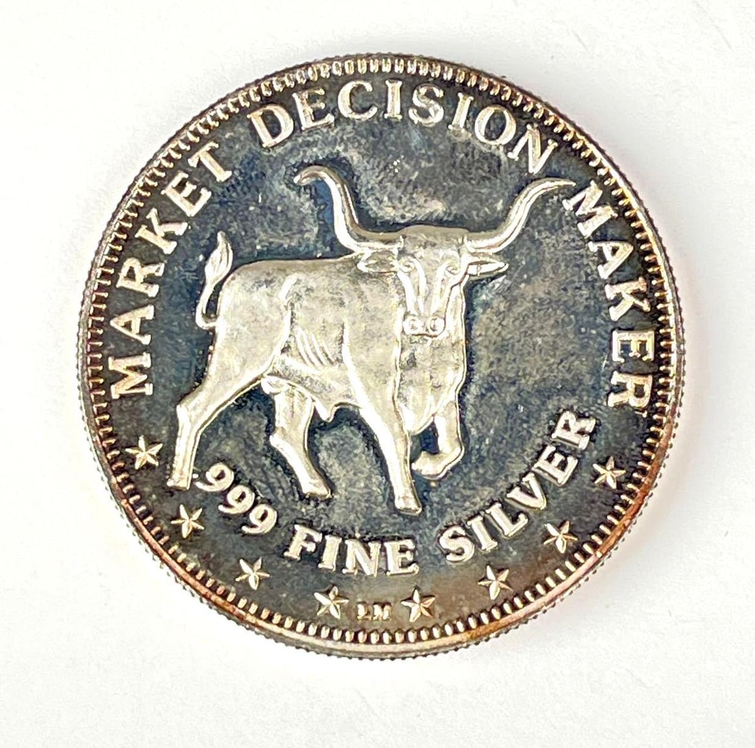 Market Decision Maker Bull vs Bear 1 oz 999 Fine Silver Round: Market Decision Maker Bull vs Bear 1 oz 999 Fine Silver Round