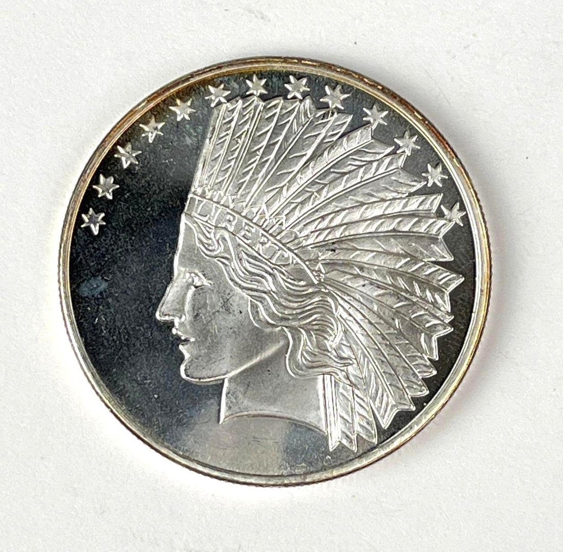 Indian Head Design 1 oz .999 Fine Silver Round: Indian Head Design 1 oz .999 Fine Silver Round