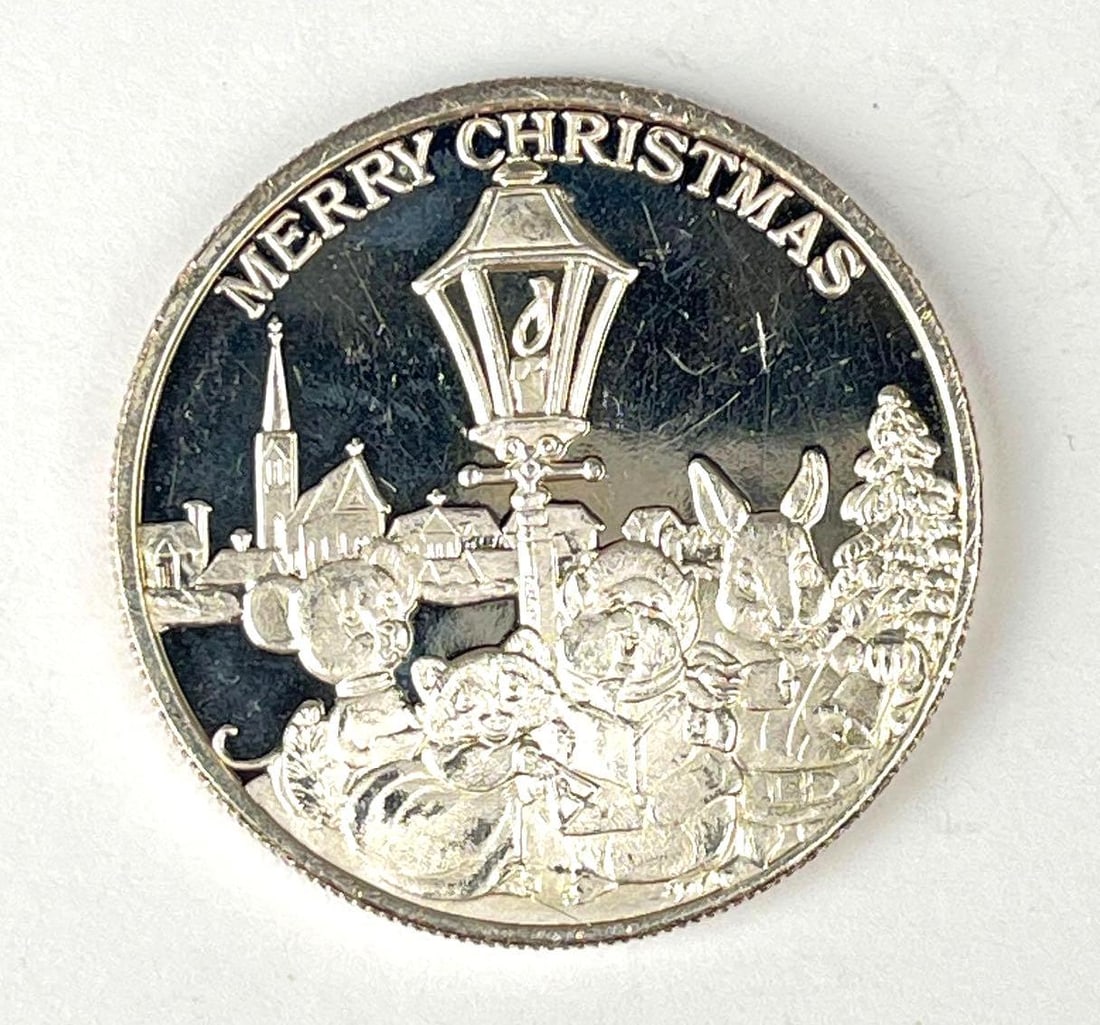 1997 Highland Mint Peace on Earth Merry Christmas 1 oz .999 Fine Silver Round (1 of 2)