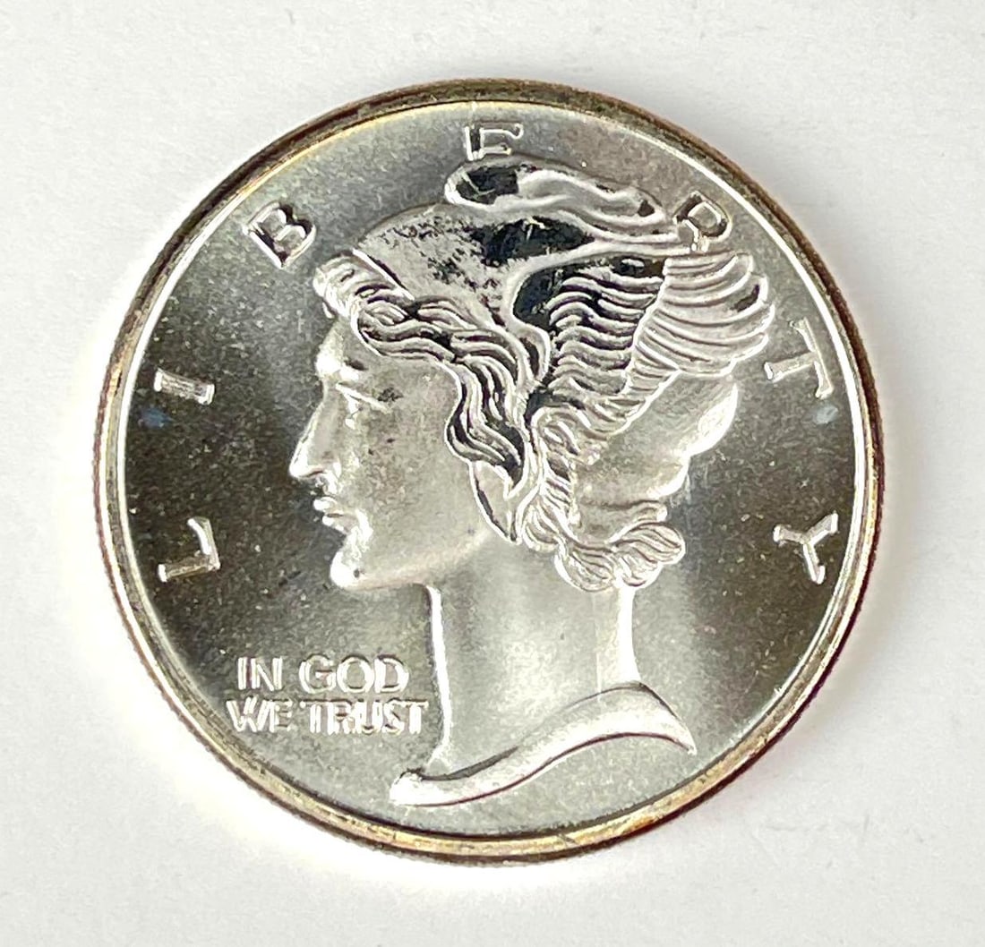 Mercury Design 1 oz .999 Fine Silver Round: Mercury Design 1 oz .999 Fine Silver Round