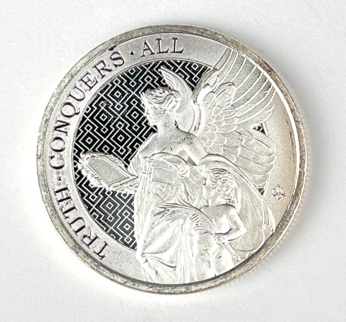 2022 St Helena Queens Virtues 1 oz 999 Silver Round: 2022 St Helena Queens Virtues 1 oz 999 Silver Round
