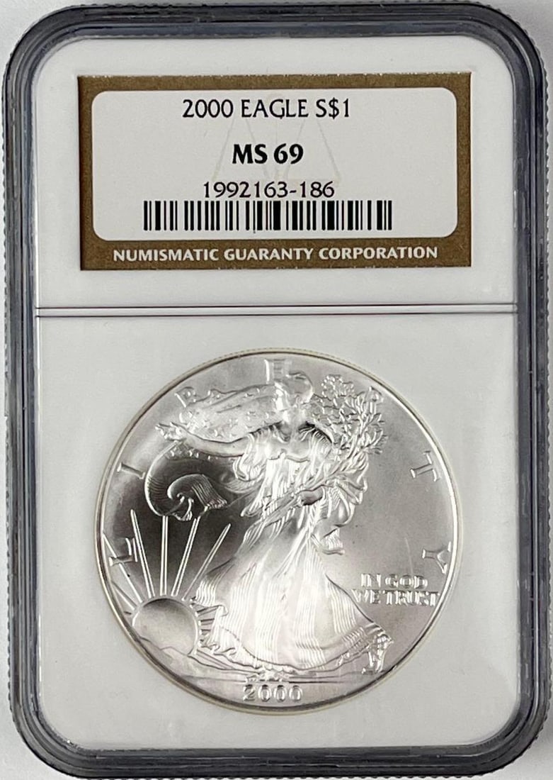 2000 US $1 American Silver Eagle 1 oz Fine Silver Coin NGC MS69 (1 of 2)