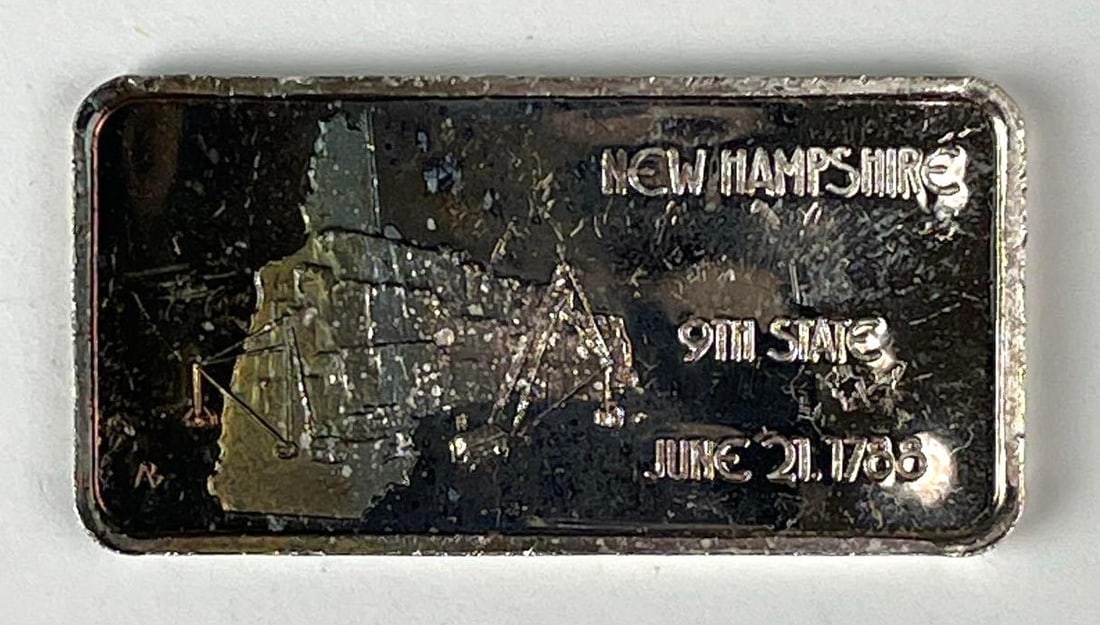 The Hamilton Mint New Hampshire 1 oz .999 Fine Silver Ingot/ Bar: The Hamilton Mint New Hampshire 1 oz .999 Fine Silver Ingot/ Bar