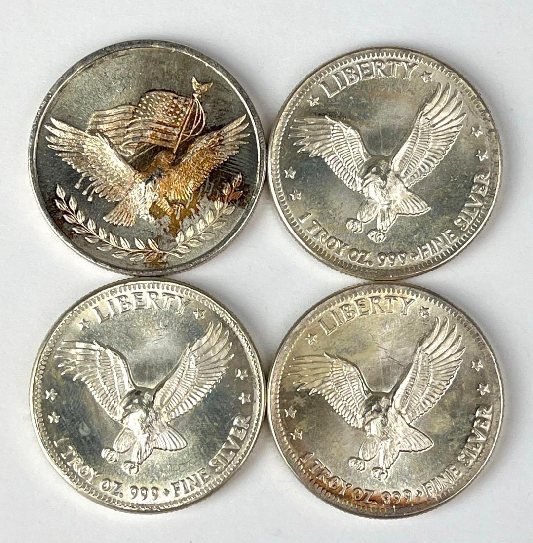 Group of 4 Silver Trade Unit Eagle 1 oz .999 Fine Silver Rounds (1 of 2)
