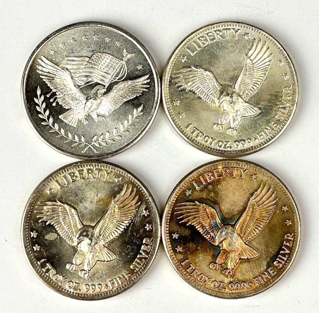 Group of 4 Silver Trade Unit Eagle 1 oz .999 Fine Silver Rounds (1 of 2)