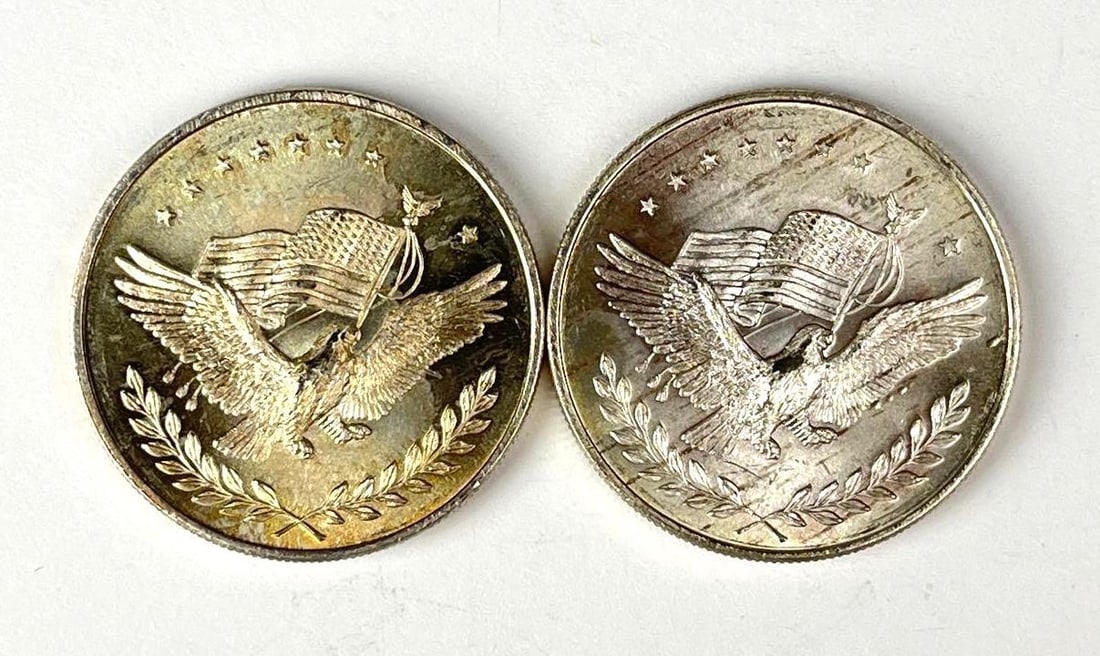 Group of 2 Silver Trade Unit Eagle 1 oz .999 Fine Silver Rounds: Group of 2 Silver Trade Unit Eagle 1 oz .999 Fine Silver Rounds