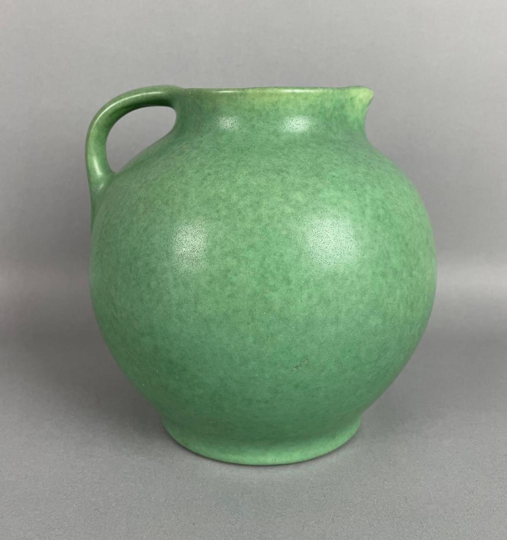 Vintage Arts and Crafts Green Pottery Pitcher (1 of 4)