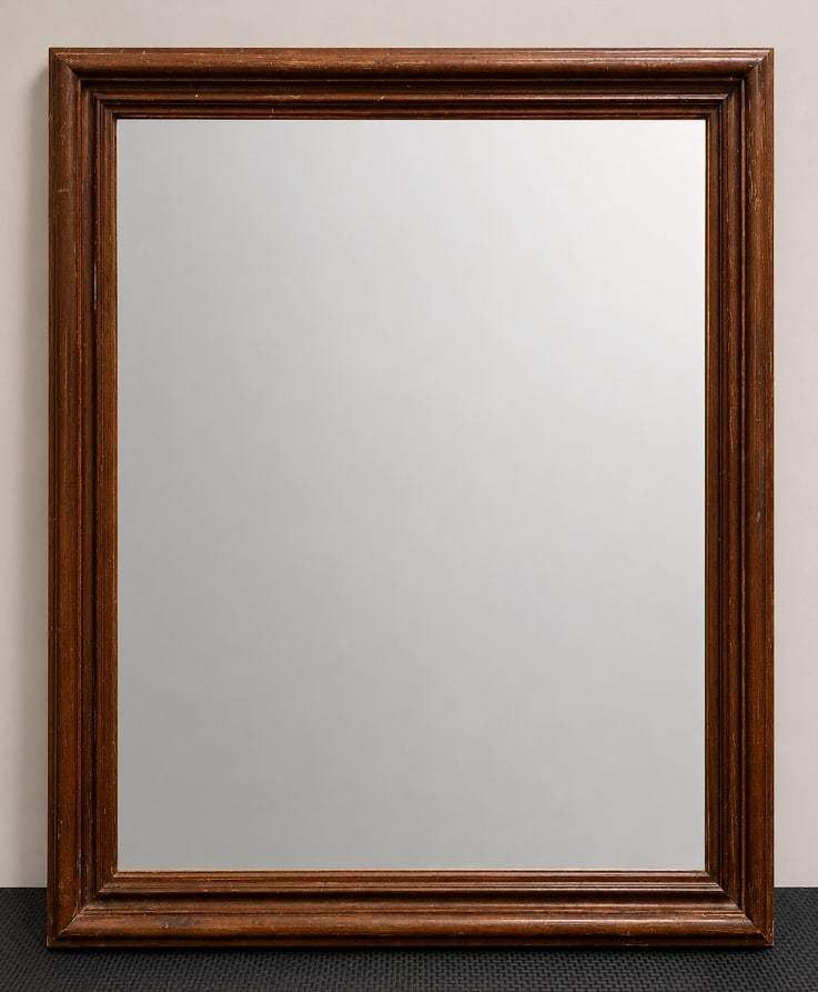 Antique Large Wall Mirror: NO IN HOUSE SHIPPING AVAILABLE, THIRD PARTY SHIPPING RECOMMENDED, measures 50 inches H x 43 inches W