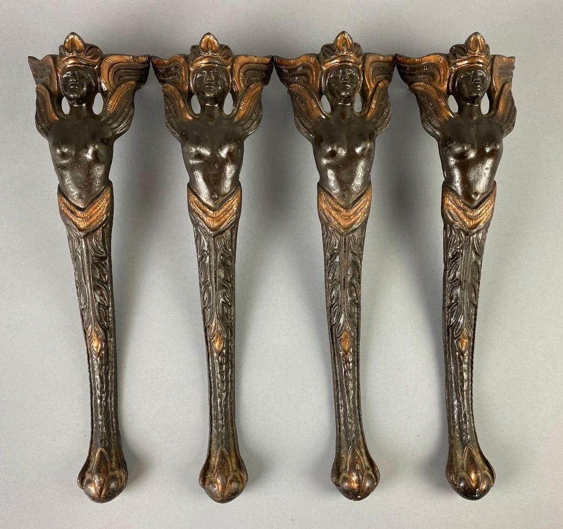 Group of 4 Victorian Art Nouveau Verona Cast Iron Furniture Legs (1 of 4)