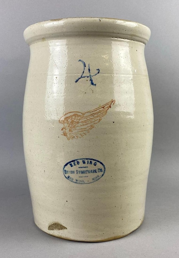 Antique Red Wing 4 Gallon Stoneware Butter Churn (1 of 5)