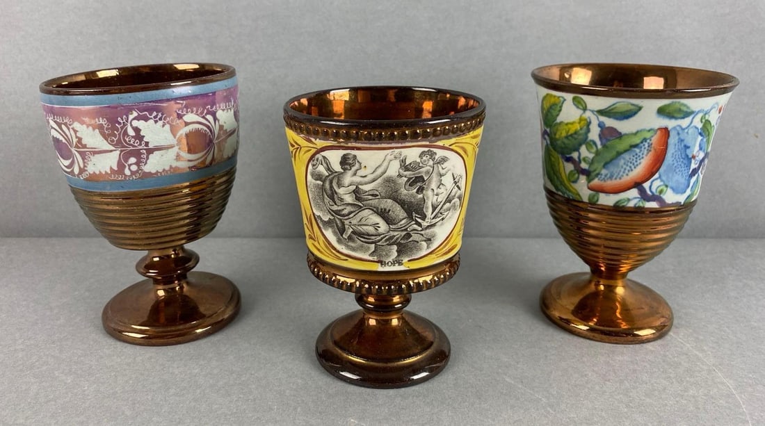 Group of 3 Antique Lusterware Goblets (1 of 5)